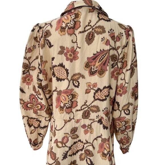 Sezane NWT Zoea Printed Floral Cotton Long Sleeve Button-Down Dress Sz 46 US 14 - Picture 6 of 13